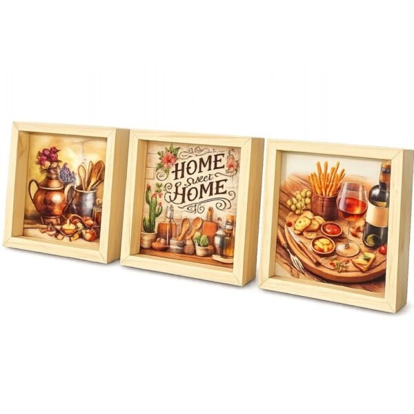 KIT de 3 Quadros Cozinha Caixa Alta 22x22